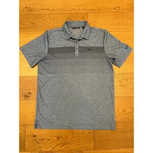 TravisMathew Fresh Catch Golf Polo Shirt Mens L Blue Striped Pima Cotton Blend